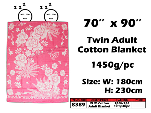 8389 KIJO Twin Adult Cotton Blanket - Pink
