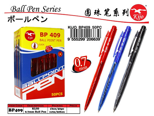 BP409 Kijo 0.7mm Ball Pen (Blue,Red,Black)