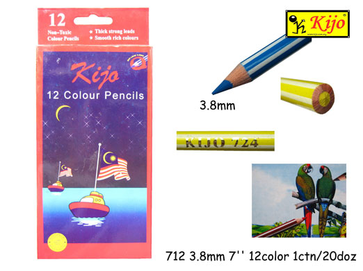712 (12pcX7'') 3.8mm Kijo Color Pencil 