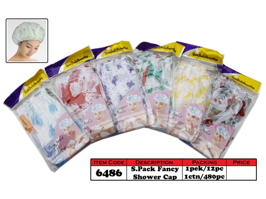 6486 Single Pack Fancy Shower Cap