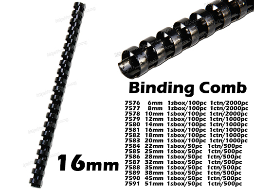 7581 16mm Plastic Binding Comb 
