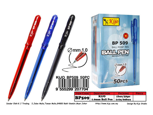 BP509 Kijo 1.0mm Ball Pen (Blue,Red,Black)